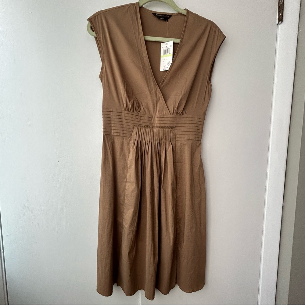 BCBGMaxAzria - Tan/Brown Pleated Shirt Dress - Size 4 Vintage